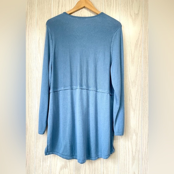 J. Jill Grace French Blue Wool Blend Side Slit Tunic Sweater Medium EUC - Picture 3 of 3